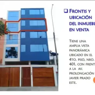 VENTA DPTO-OFICINA VISTA PANORAMICA EN JAVIER PRADO ESTE JUNTO A LA MOLINA