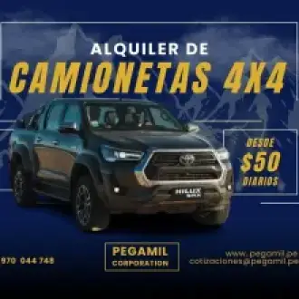 ALQUILER DE CAMIONETAS 4X4 PARA MINAS