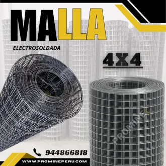 Malla Minera 4x4 Electrosoldada - alambre negro 2x25mts