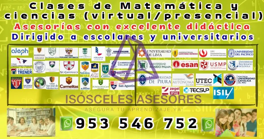 Asesorías de MATEMÁTICA QUÍMICAFÍSICA y cursos afines presencial virtual dirigido Escolares y Universitarios