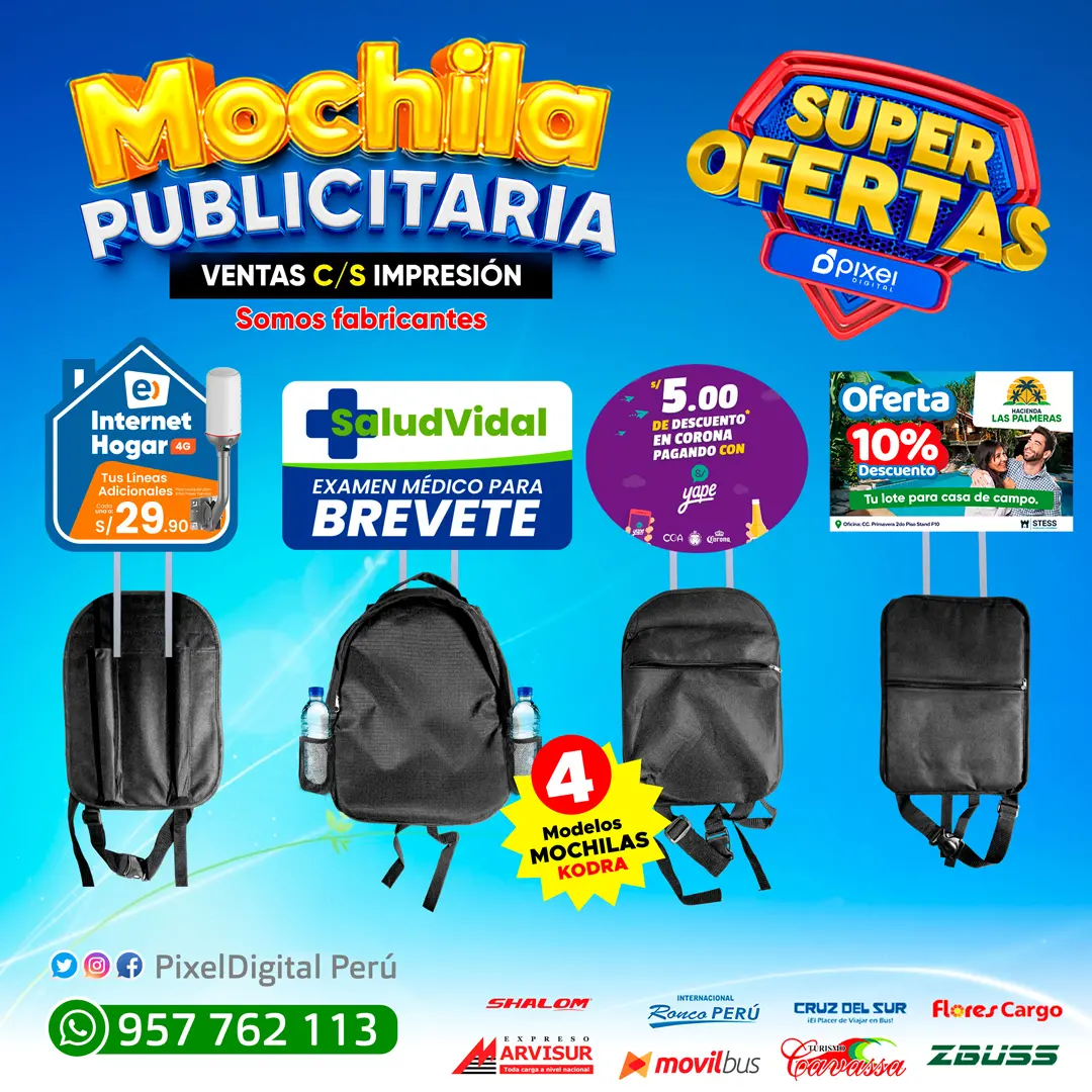 Mochilas publicitarias con sin impresion