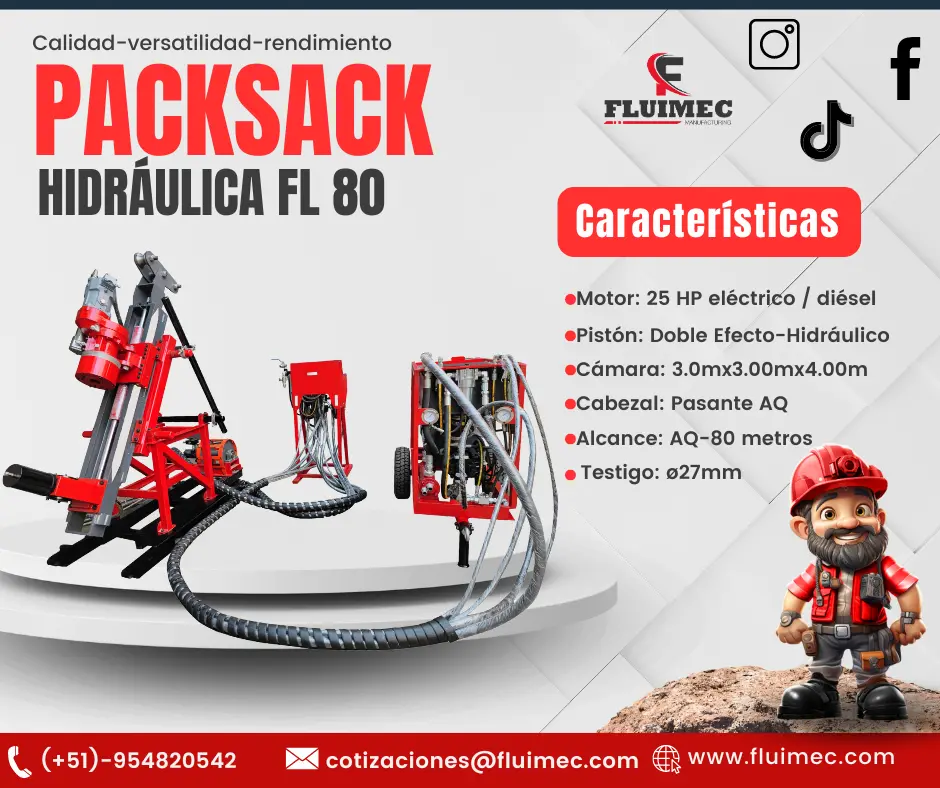 PACKSACK HIDRAULICA FL80 extrae núcleos del subsuelo 