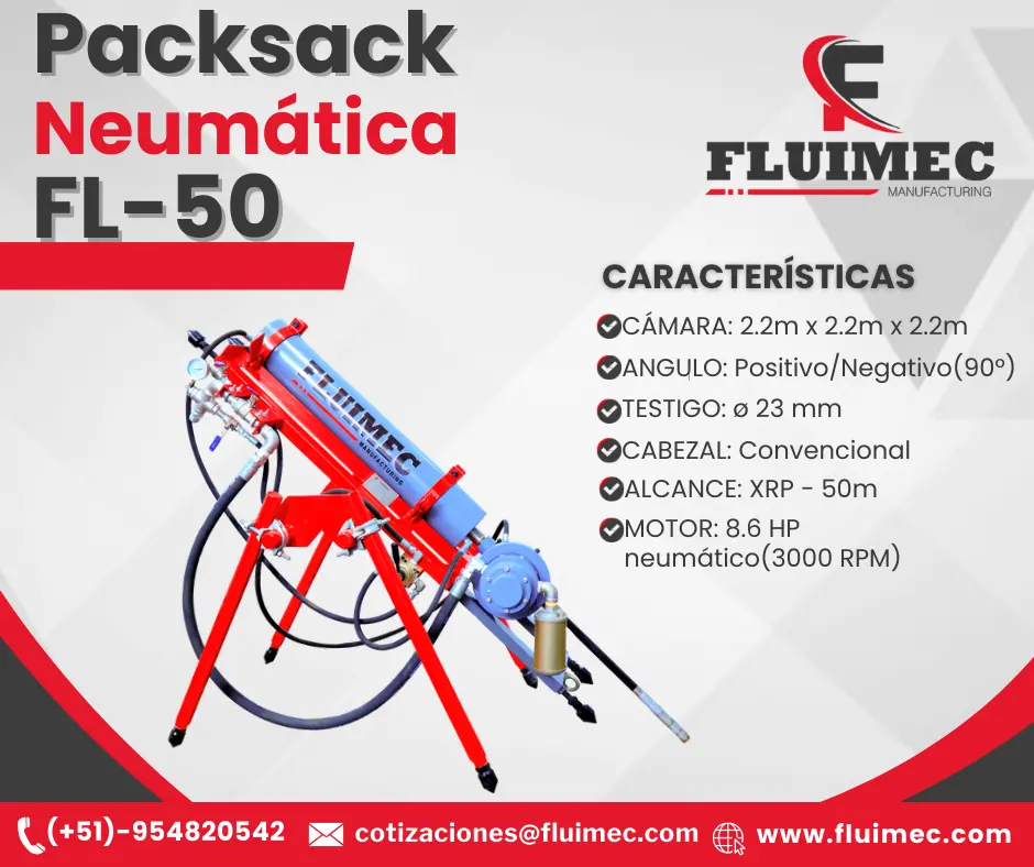 PACKSACK NEUMÁTICA FL50 maquina para mineria - socavón 