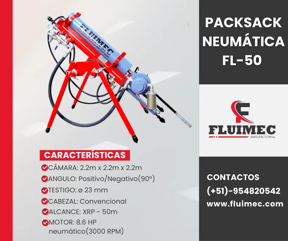 PACKSACK NEUMÁTICA FL50 maquina para mineria - socavón 