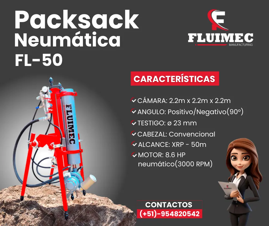 PACKSACK NEUMÁTICA FL50 ubicación de vetas - mina 