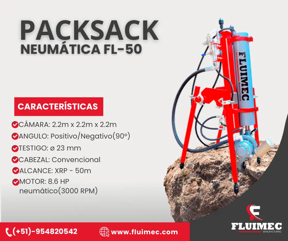 PACKSACK NEUMÁTICA FL50 ubicación de vetas - mina 