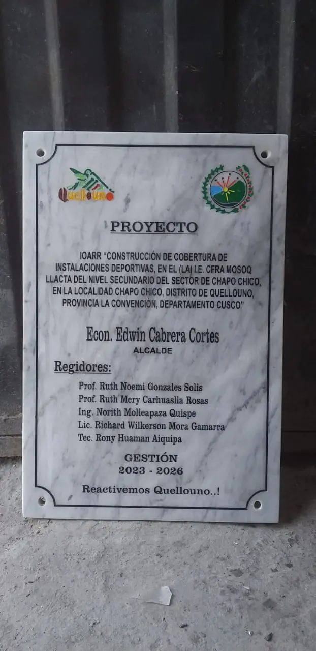 PLACAS PARA INAUGURACIÓN DE OBRAS DE MÁRMOL Y GRANITO