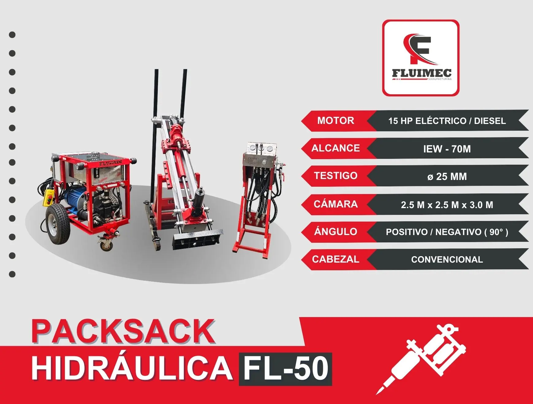 PACKSACK HIDRÁULICA FL50 equipo para industria minera 