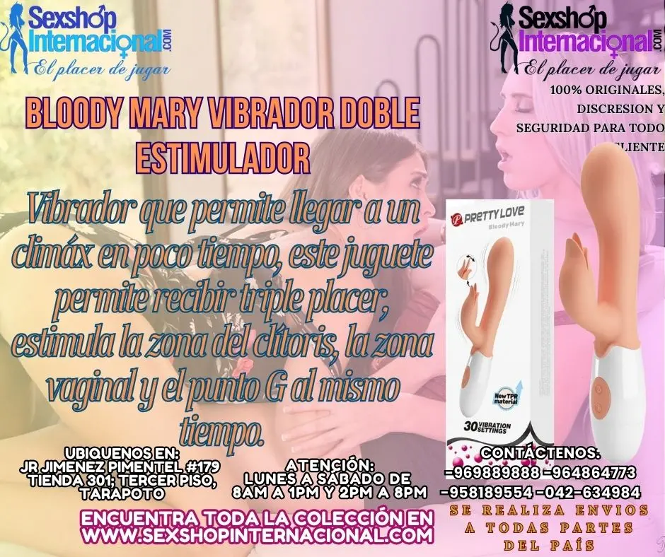 BLOODY MARY VIBRADOR DOBLE ESTIMULADOR CON ACCION 3 EN 1