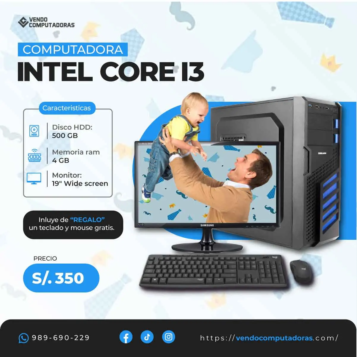  Sorprende a Papá con Esta PC Intel Core i3 a Precio Especial 