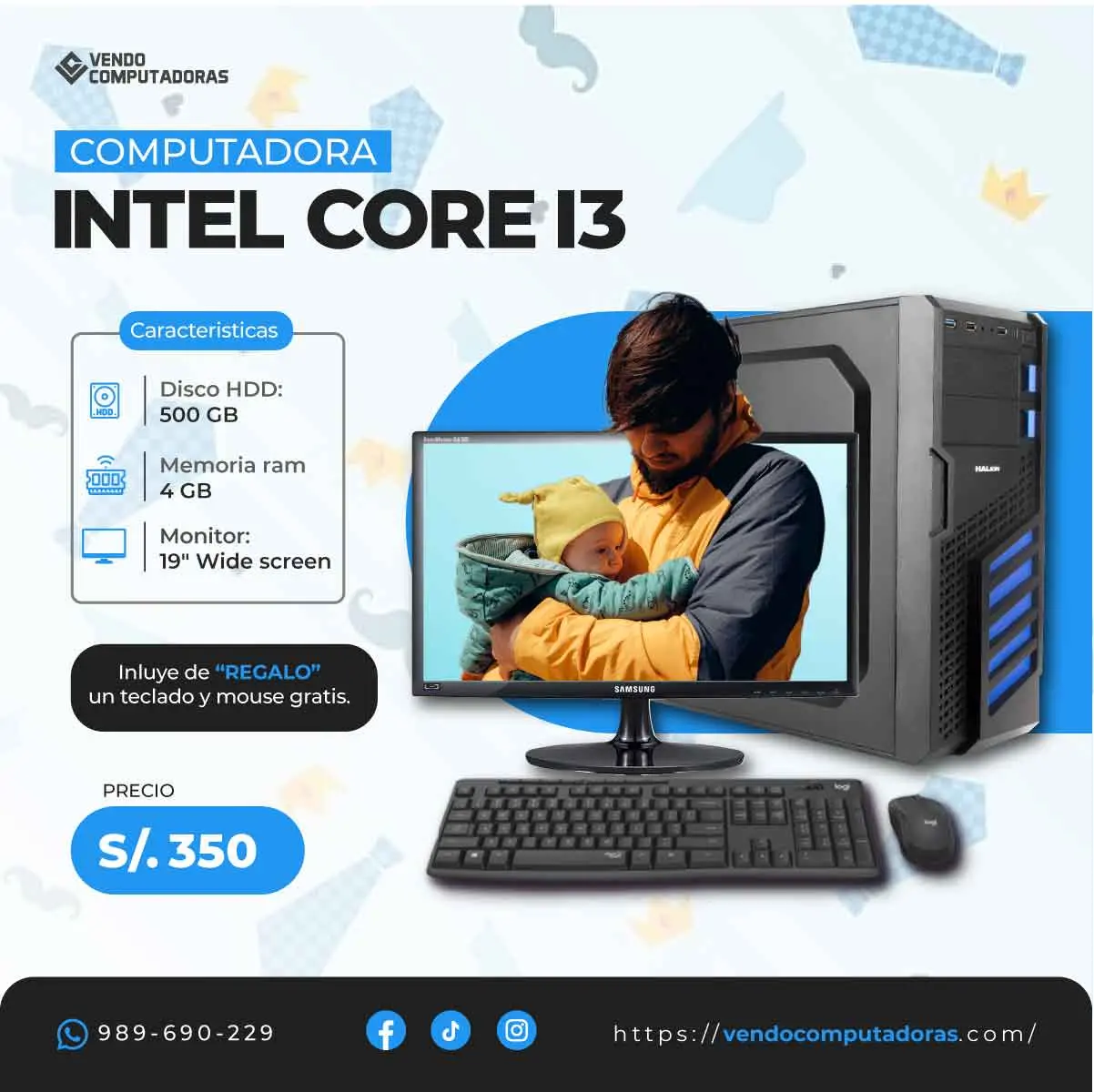  Sorprende a Papá con Esta PC Intel Core i3 a Precio Especial 