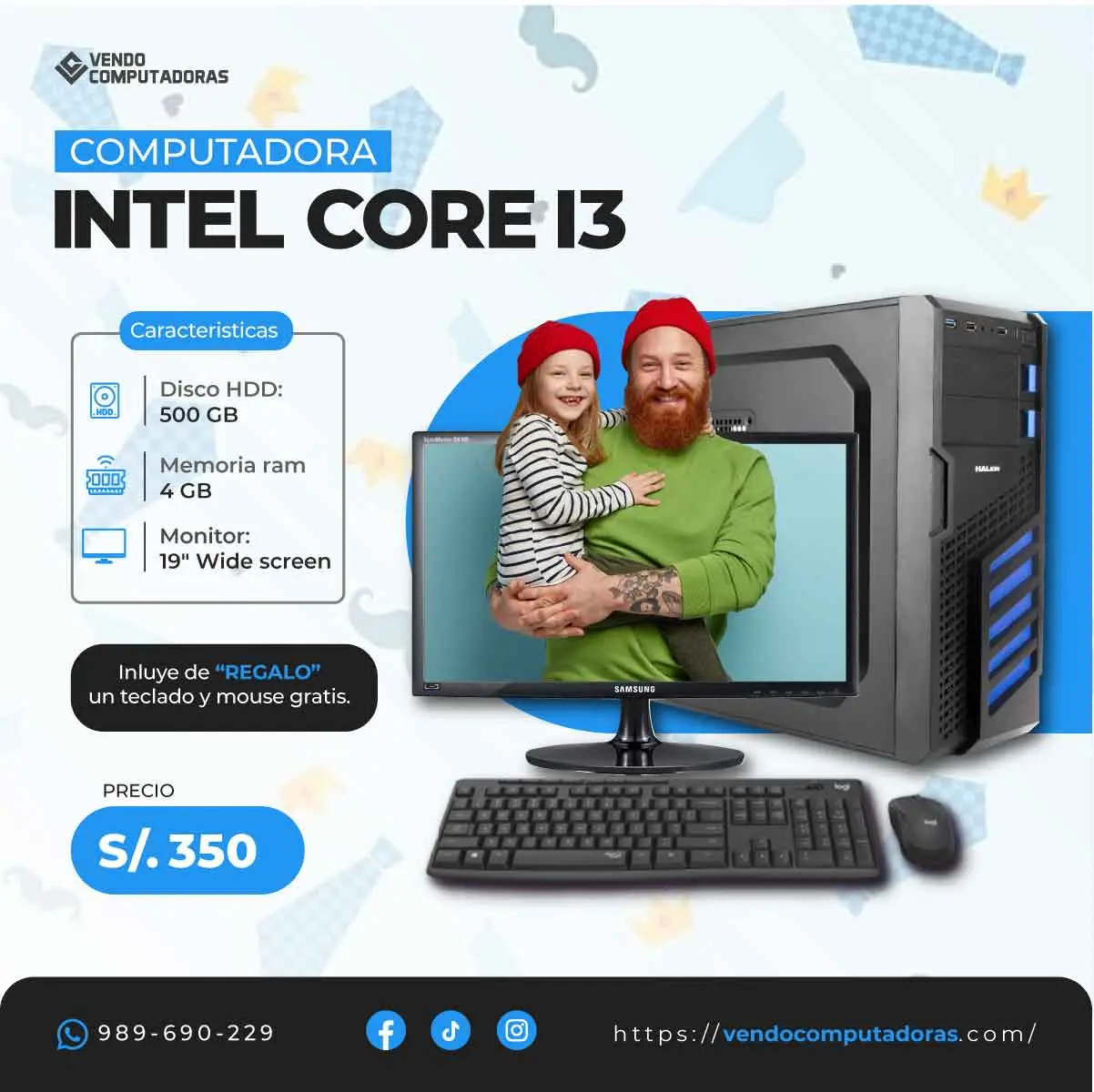  Sorprende a Papá con Esta PC Intel Core i3 a Precio Especial 
