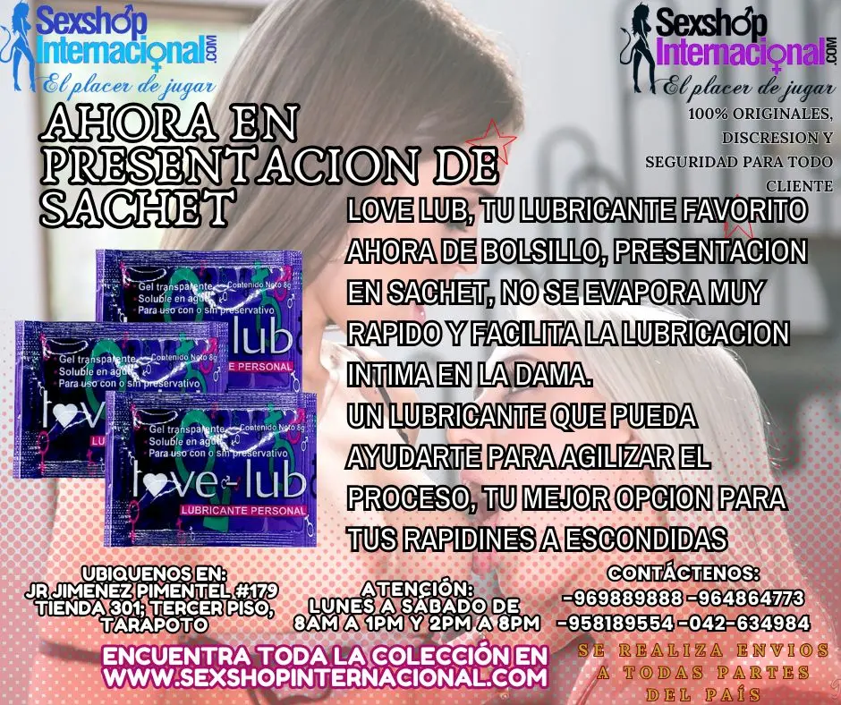 AHORA EN PRESENTACION DE SACHET LOVE LUB TU AYUDA RAPIDA