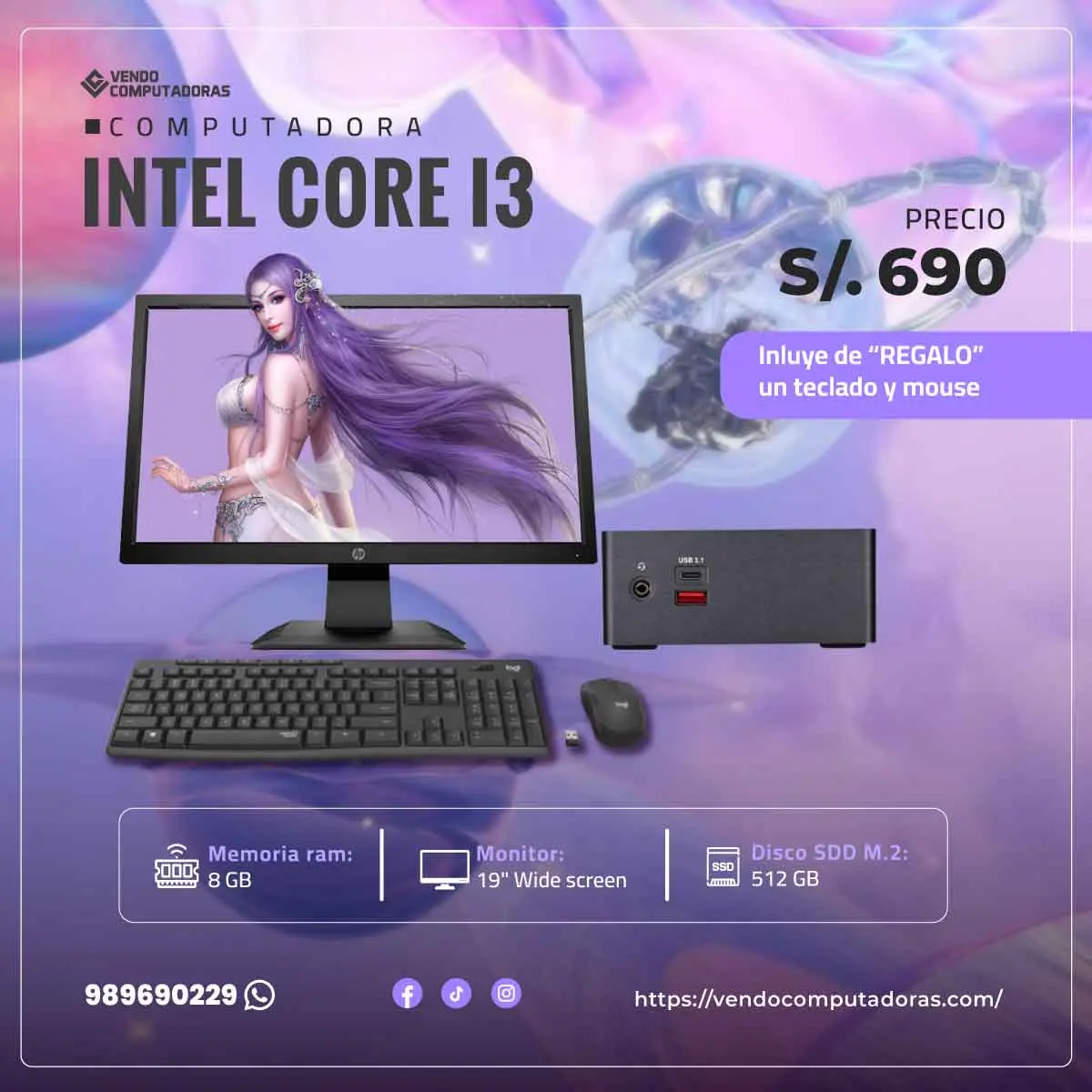 PC core i3 funcionando 100 