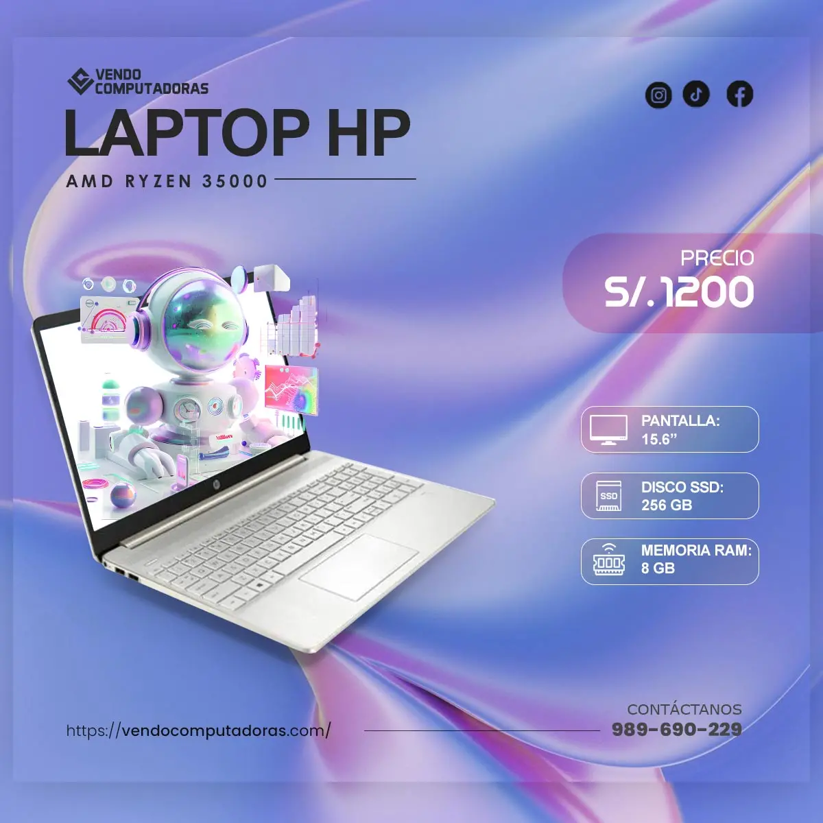  HP RYZEN 5 CON 8GB DE RAM