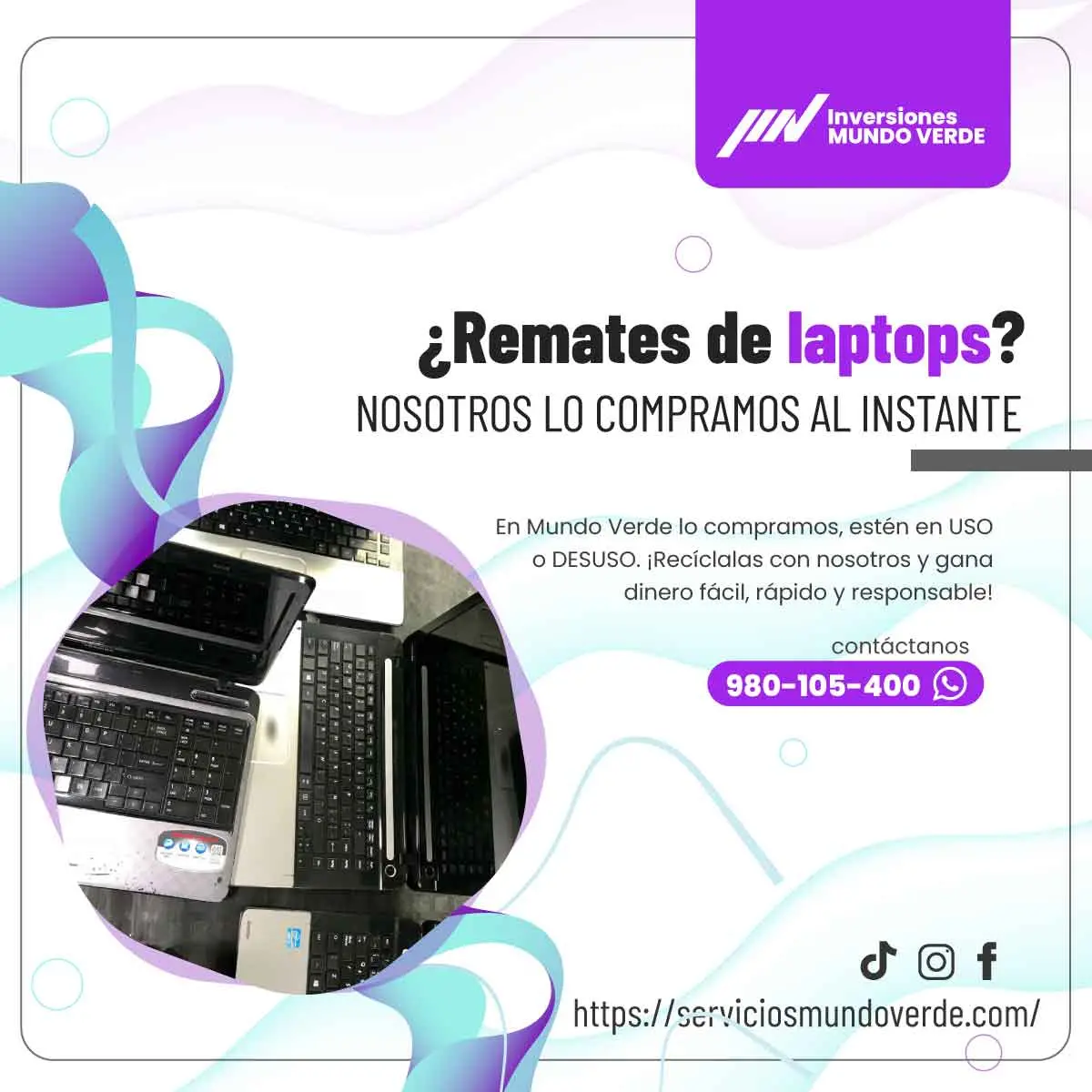  Compramos tus laptops al instante Servicio Mundo Verde