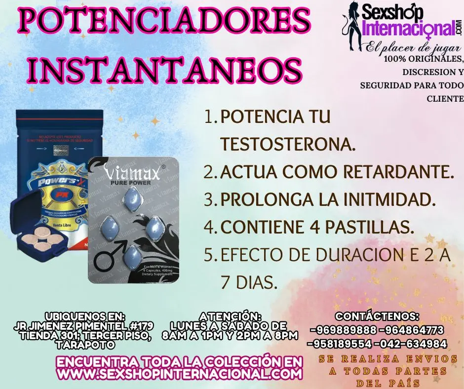 POTENCIADORES INSTANTANEOS MAS TESTOSTERONA TARAPOTO SEXTOYS