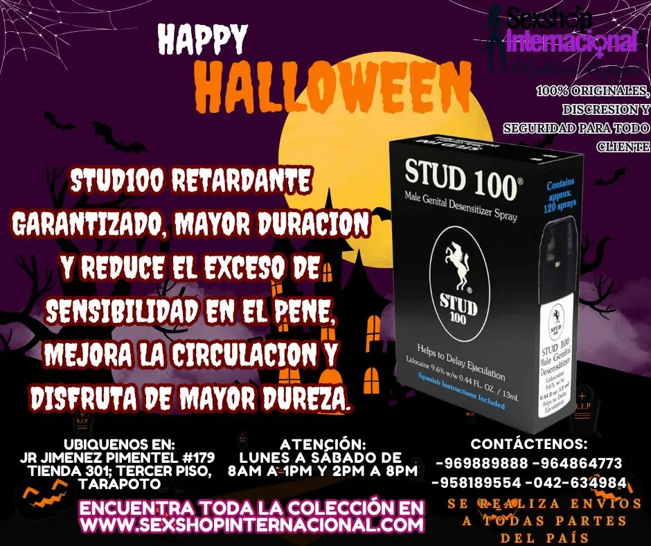 RETADANTE STUD 100 PARA TU HALLOWEEN DURACION GARANTIZADA TARAPOTO SEXTOYS