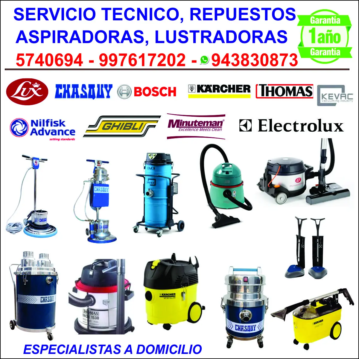 SERVICIO TECNICO PARA LUSTRADORAS Y ASPIRADORAS FULL MARCAS