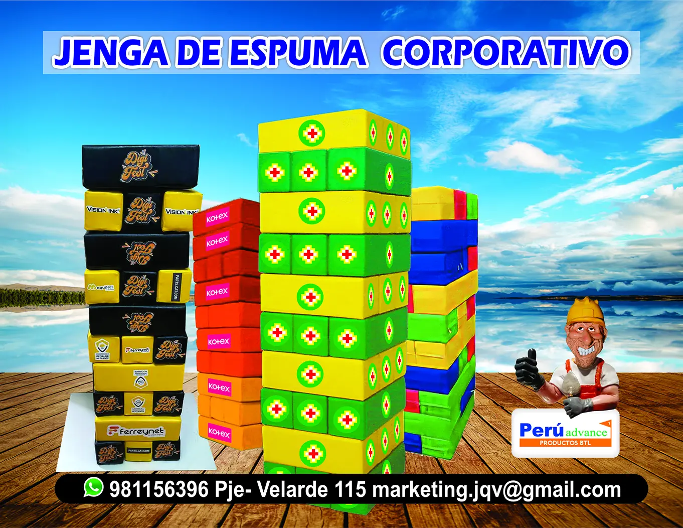 Juego de Jenga de polietileno desde 1.mt de alto hasta 2 mt