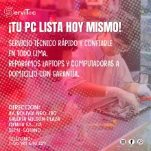  Reparación de computadoras en tiempo récord Garantía incluida